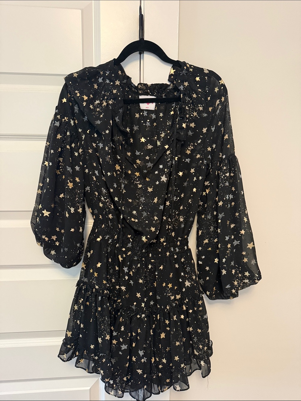 Buddy Love Black Star-Print Tiered Mini Dress